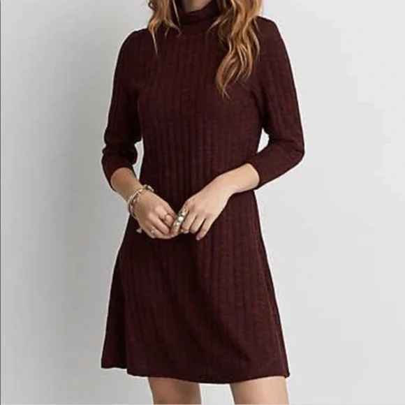 American Eagle Womens Sheath Dress Mock Neck Red Keyhole Back - Picture 1 of 14